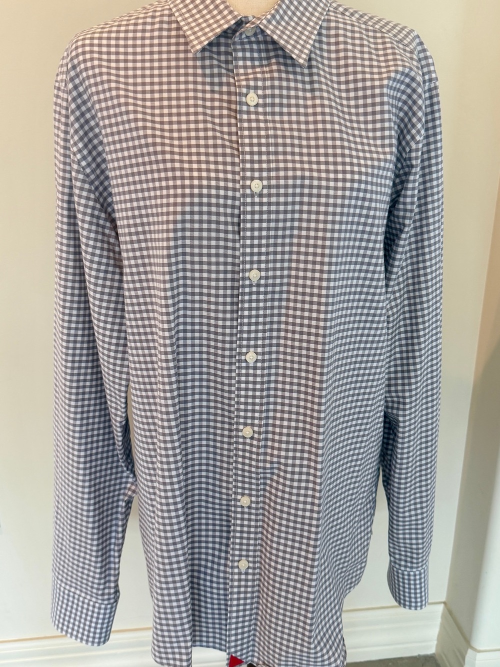 UNTUCKit New Dunn Men’s XL Tall Slim Gray Gingham Button Down Shirt